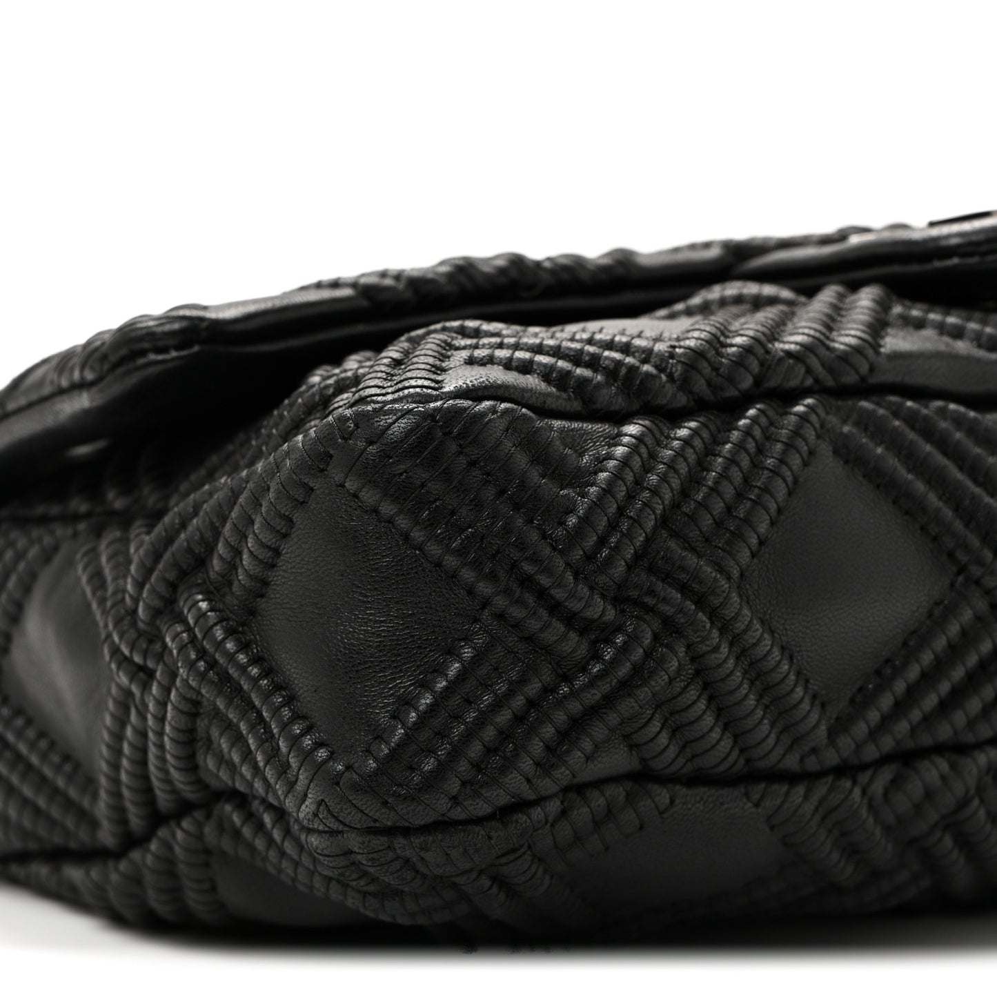 Lambskin Stitch Small Walk Of Fame Rectangular Flap Black