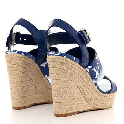 Louis Vuitton Monogram Escale Starboard Wedge Sandal 41 Blue 4 of 11