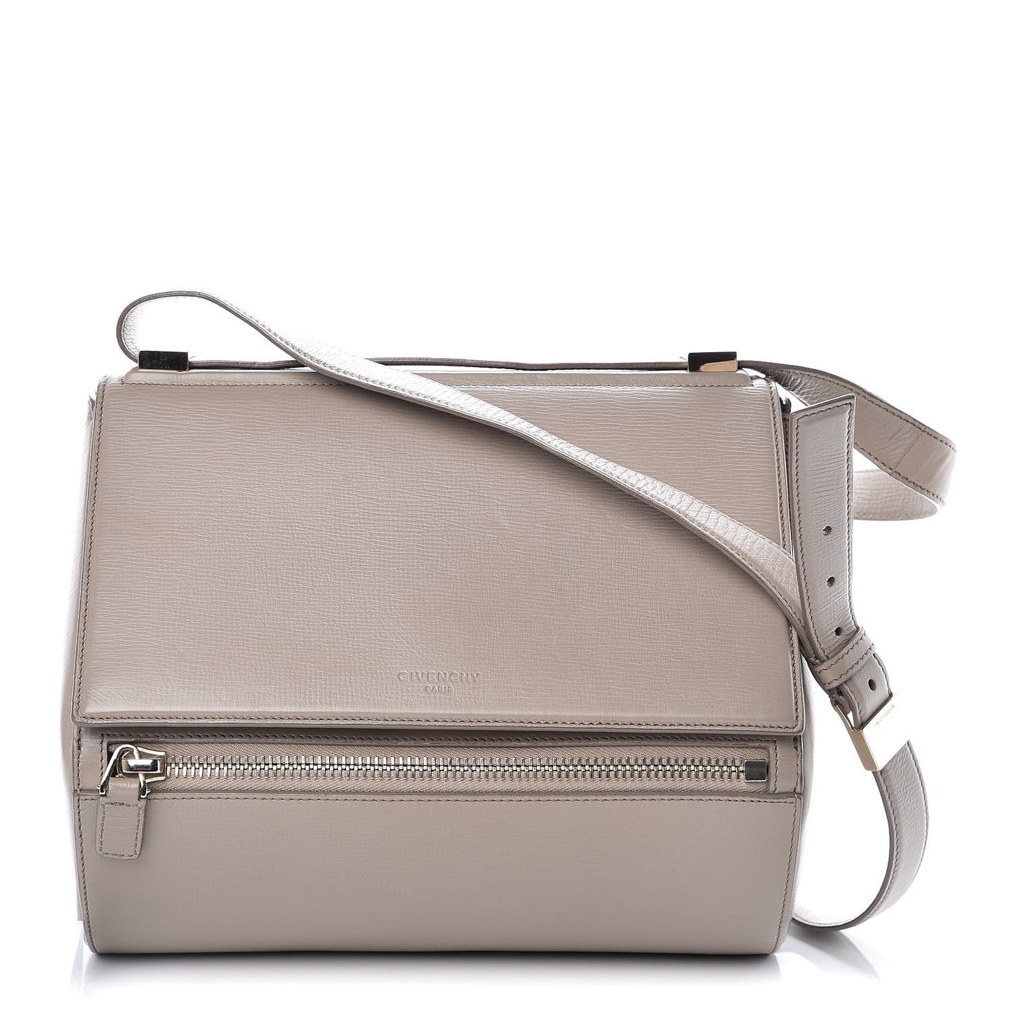Textured Calfskin Medium Pandora Box Crossbody Bag Taupe