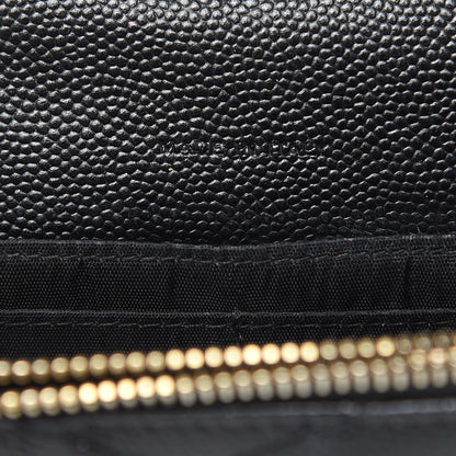 Saint Laurent Grain De Poudre Matelasse Chevron Monogram Envelope Chain Wallet Black 15 of 20