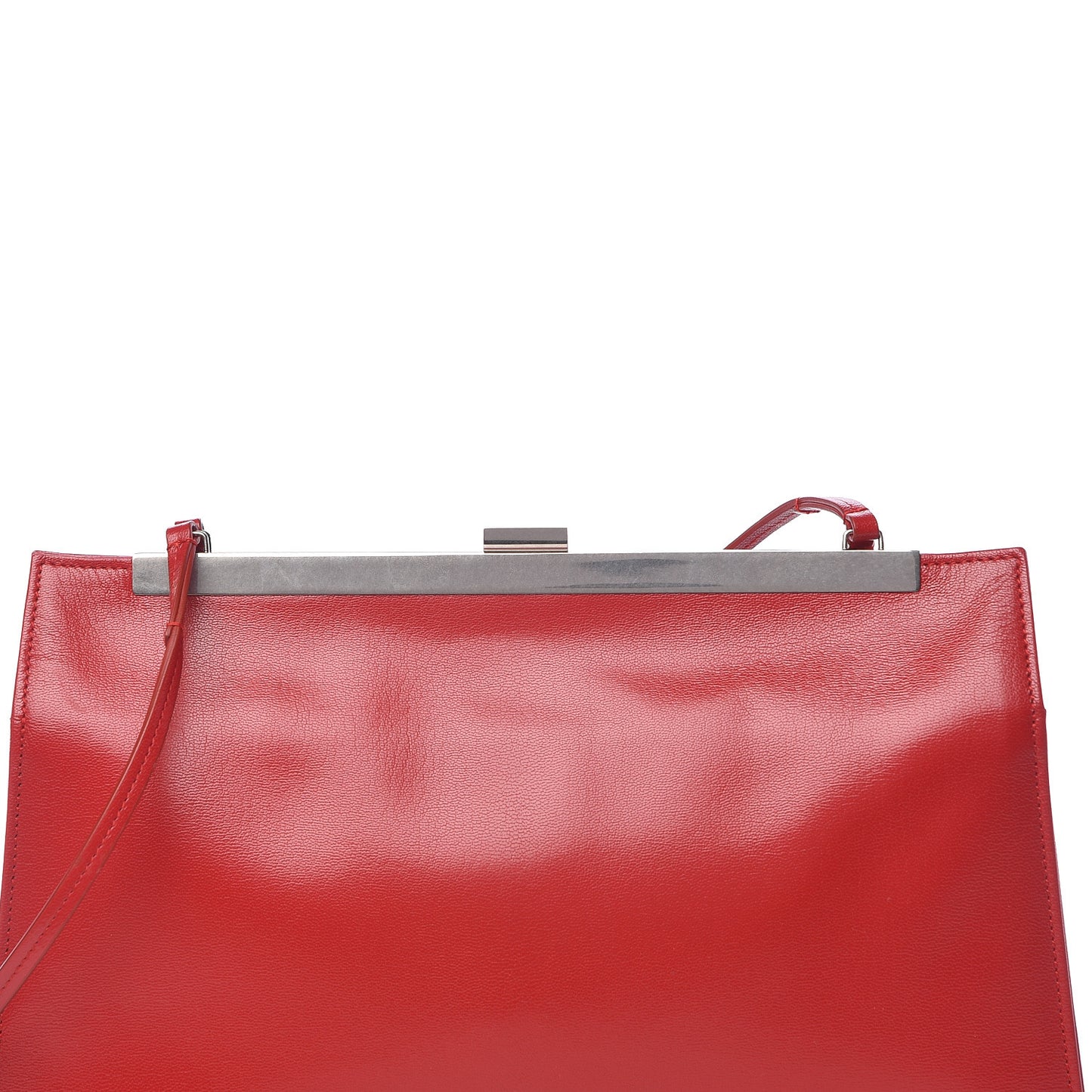 Patina Box Calfskin Medium Clasp Shoulder Bag Pop Red