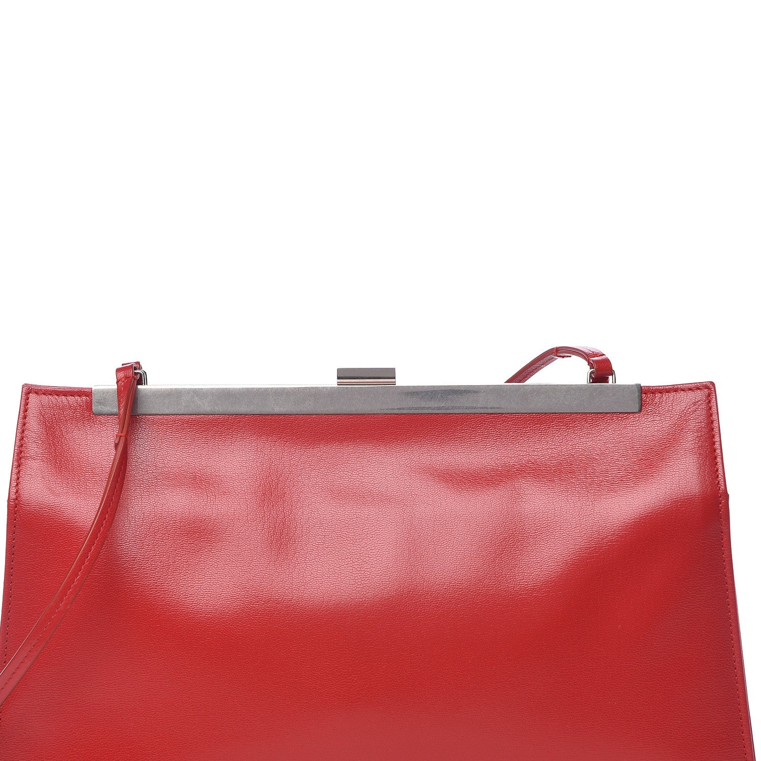 Celine Patina Box Calfskin Medium Clasp Shoulder Bag Pop Red 10 of 10