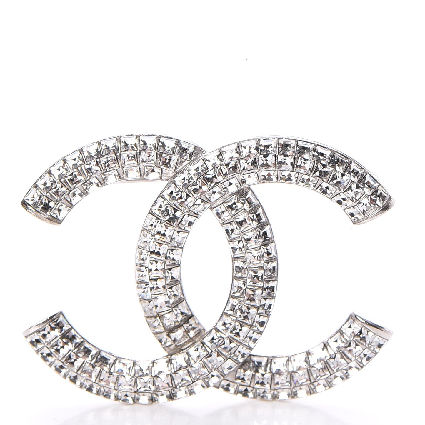 Baguette Crystal CC Brooch Silver