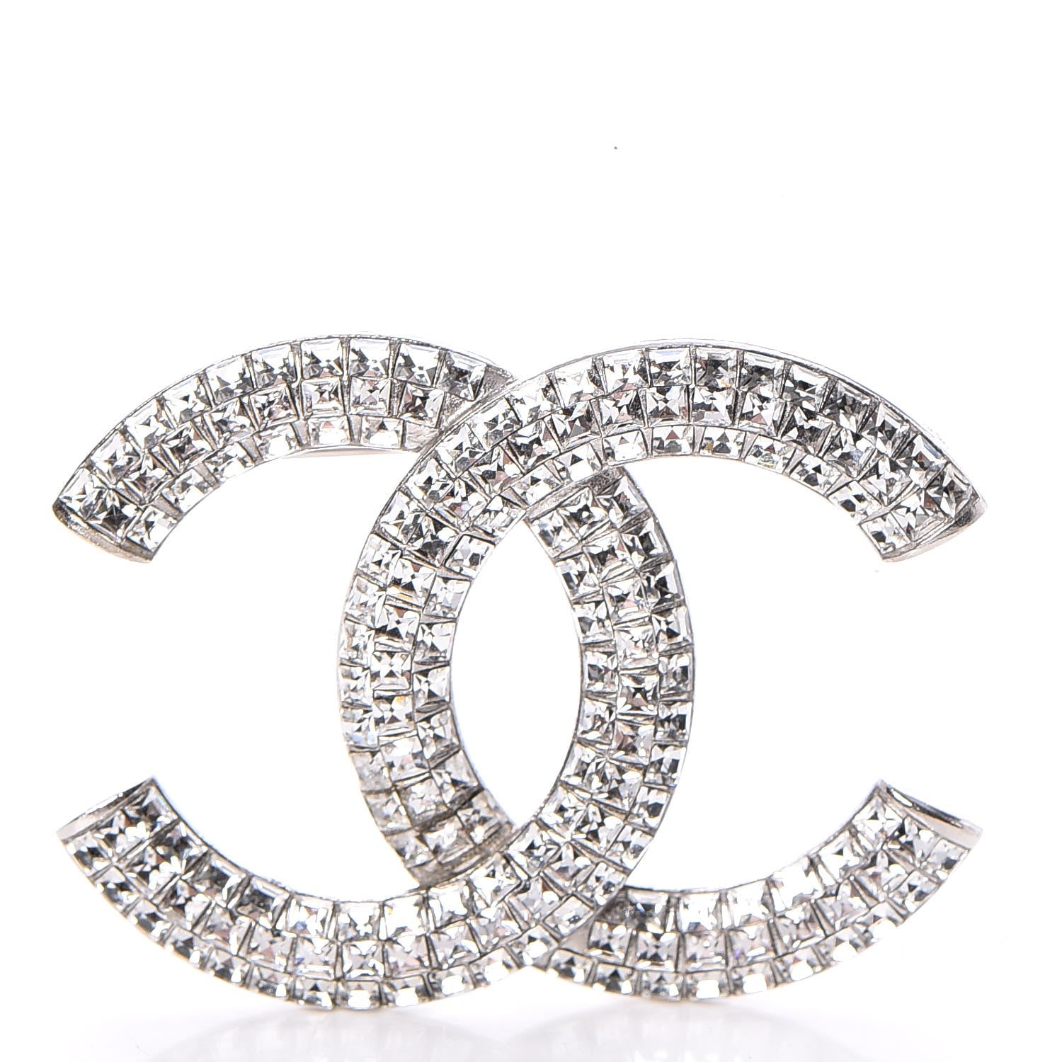 Chanel Baguette Crystal CC Brooch Silver 1 of 4