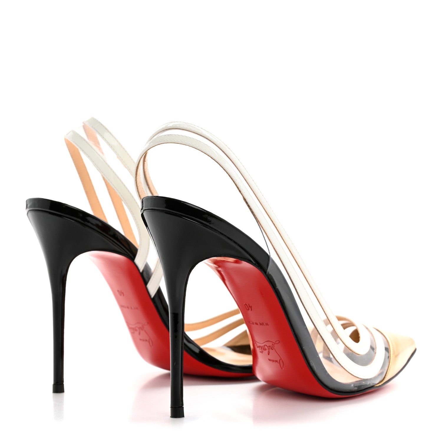 Christian Louboutin Patent PVC Paralili 100 Pumps 40 Gold Black White 5 of 8