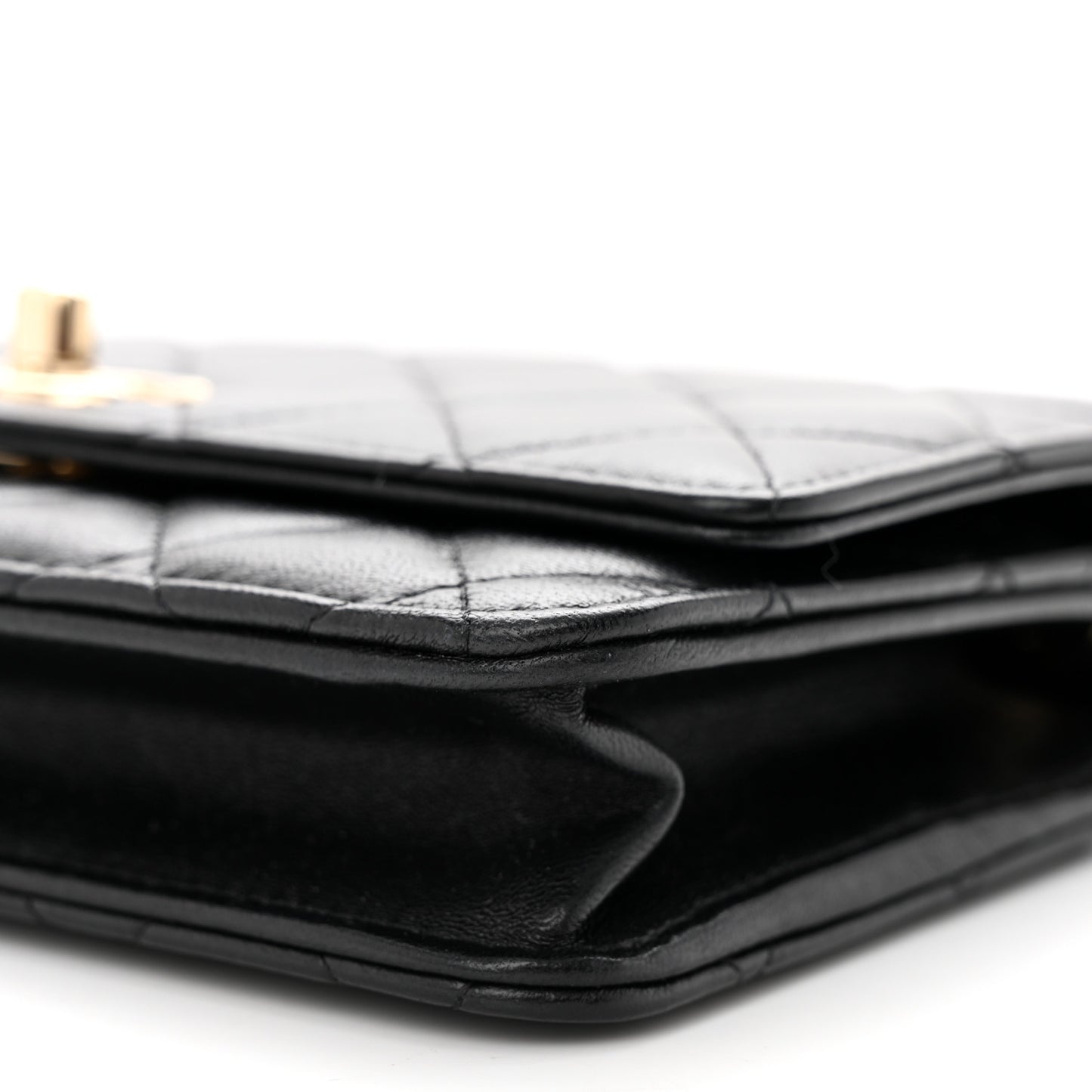 Lambskin Quilted Trendy CC Wallet On Chain WOC Black