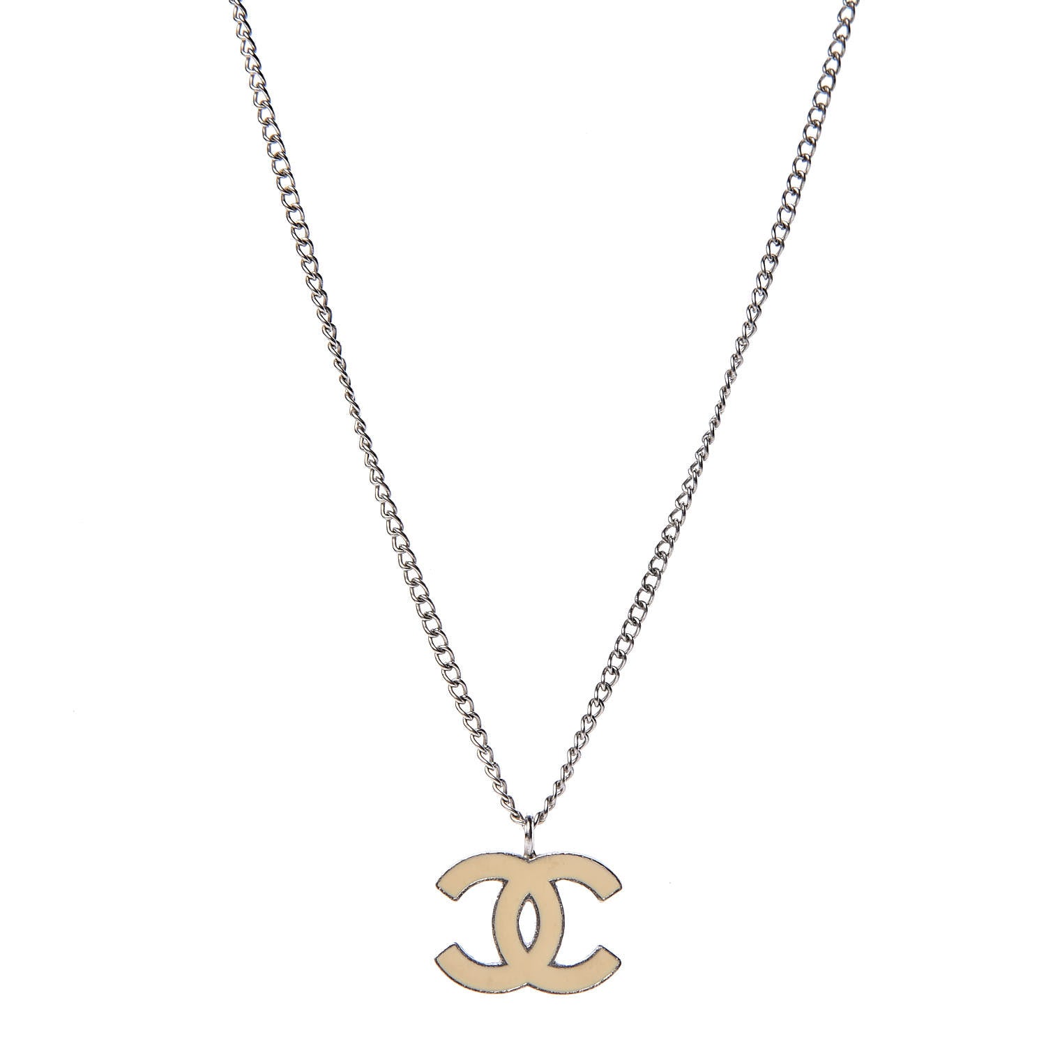 Chanel Enamel CC Pendant Necklace Beige 1 of 6
