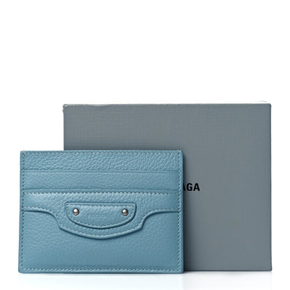 Balenciaga Grained Calfskin Neo Classic Silver Hardware City Card Holder Blue Grey 11 of 11