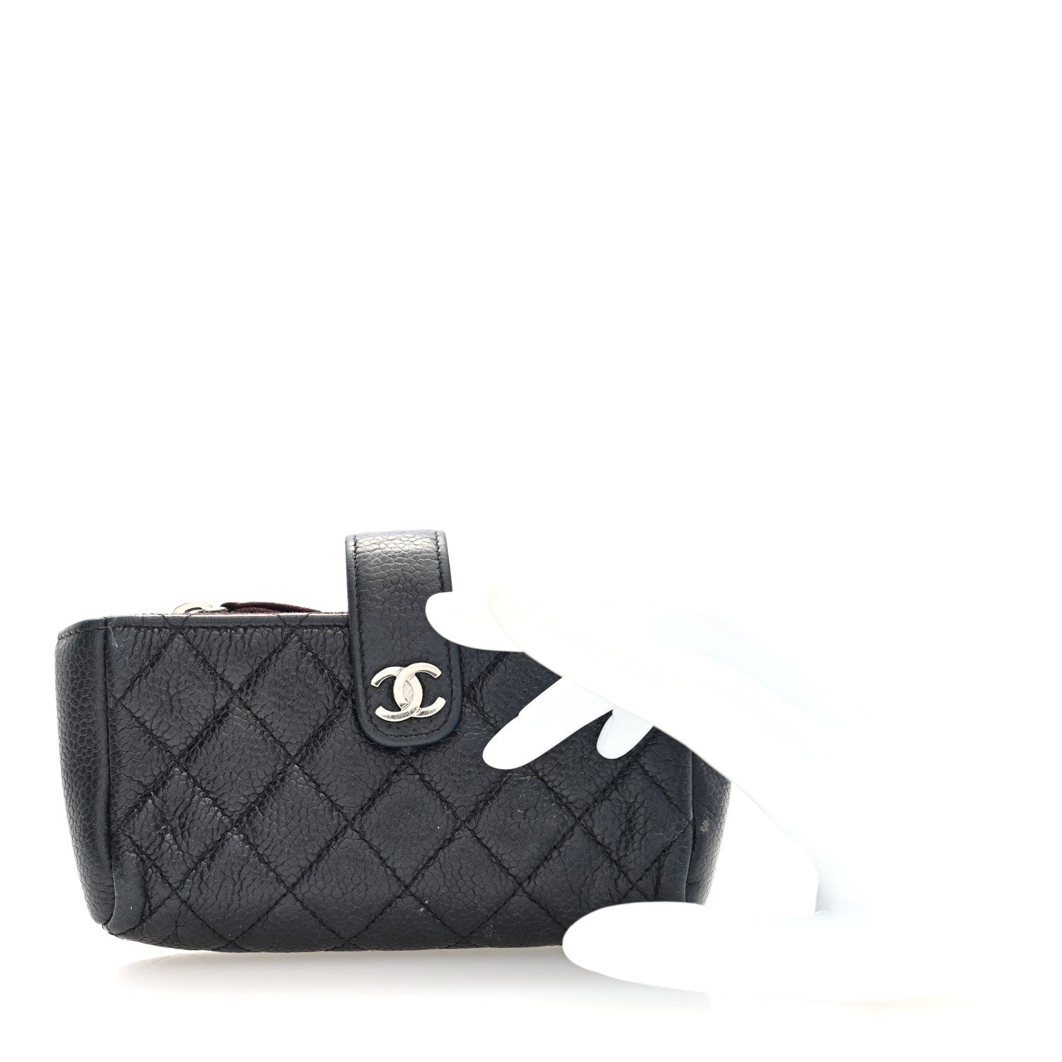 Chanel Caviar Quilted Mini Phone Holder Clutch Black 3 of 16