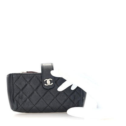 Chanel Caviar Quilted Mini Phone Holder Clutch Black 3 of 16
