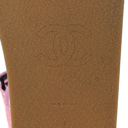 Chanel Suede Calfskin Velcro Flat Sandals 40 Light Pink 6 of 9