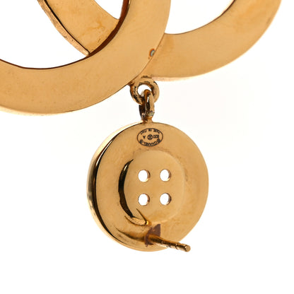 Chanel Metal Large Paris Button Earrings Gold 4 of 5