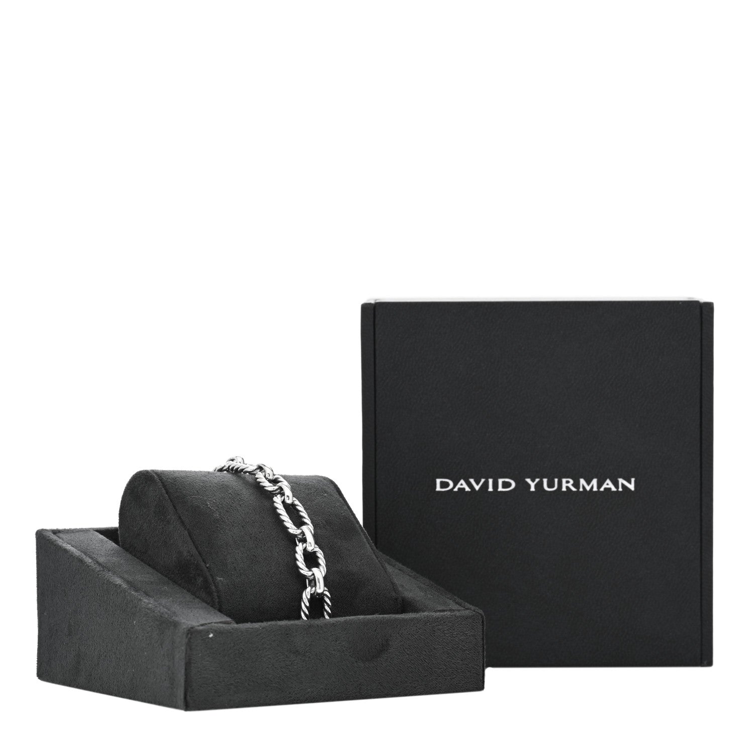 David Yurman Sterling Silver Blue Sapphire 9.5mm Cushion Link Bracelet 4 of 4