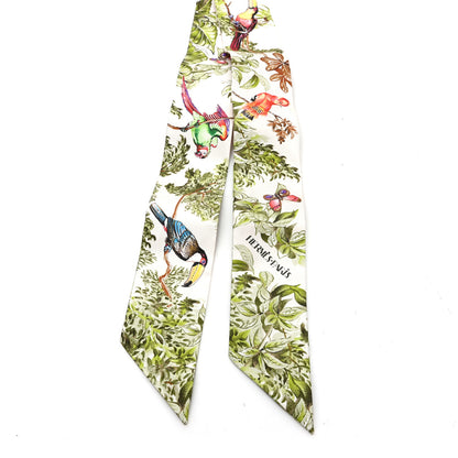 Hermes Silk Equateur Twilly Creme Vert Multicolore 2 of 3