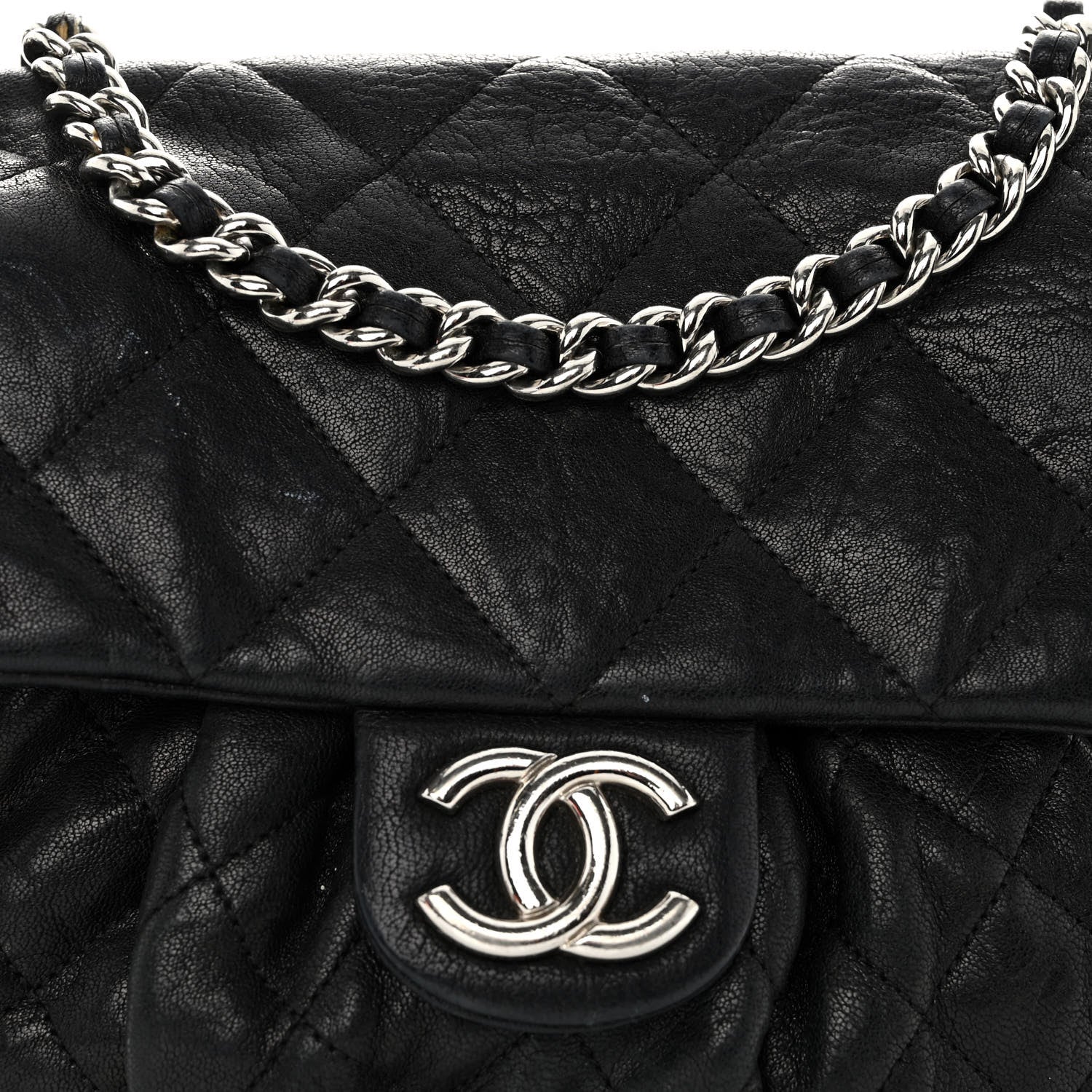 Chanel Washed Lambskin Quilted Medium Chain Around Messenger Black 8 of 11