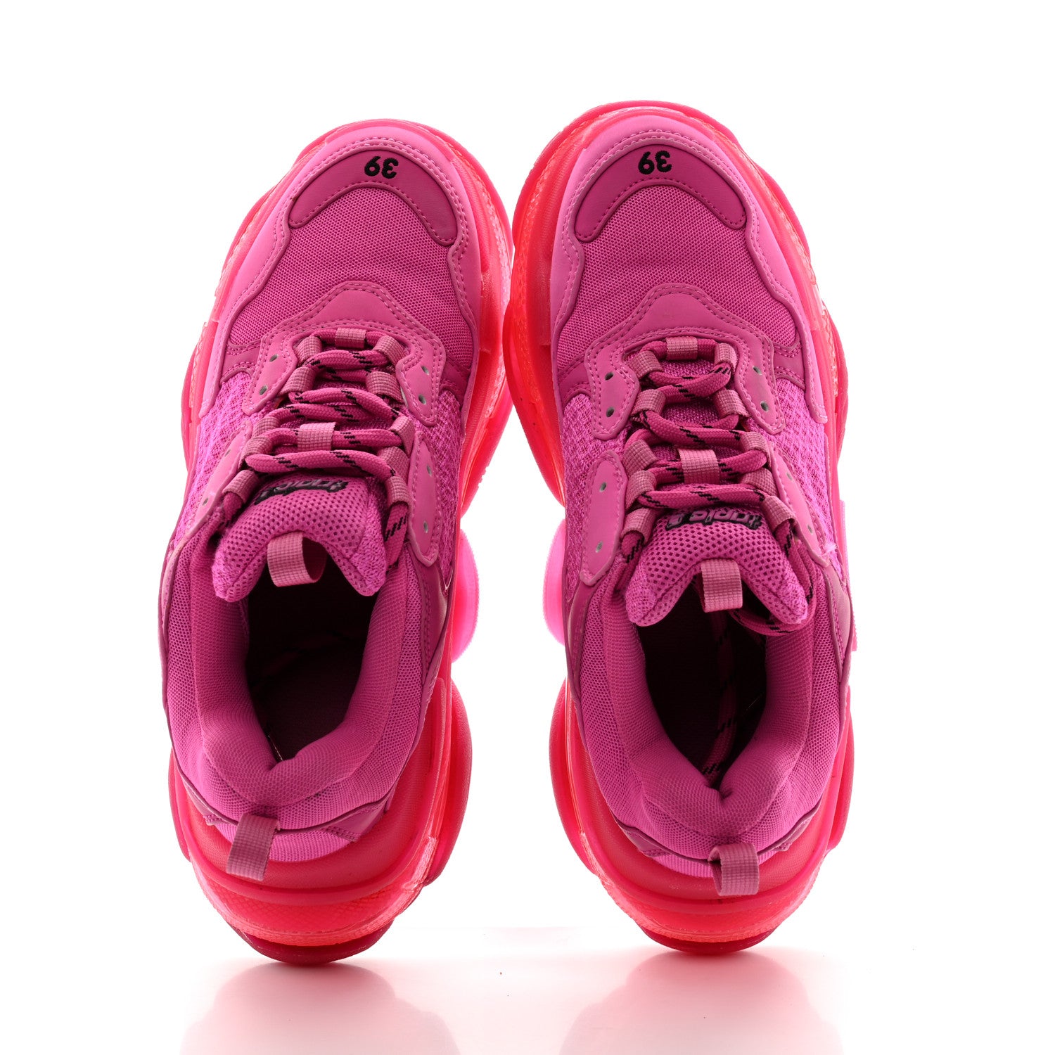 Balenciaga Fabric Mesh Clear Sole Fluo Womens Triple S Sneakers 39 Pink 2 of 11