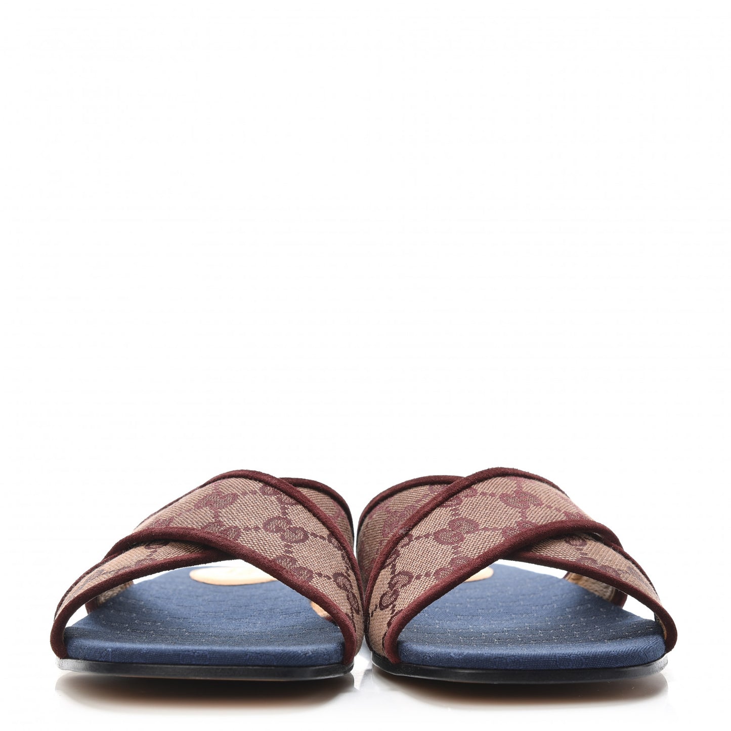 Canvas GG Monogram Womens Criss Cross Slide Sandals 40 Sahara Rubino Chardonnay