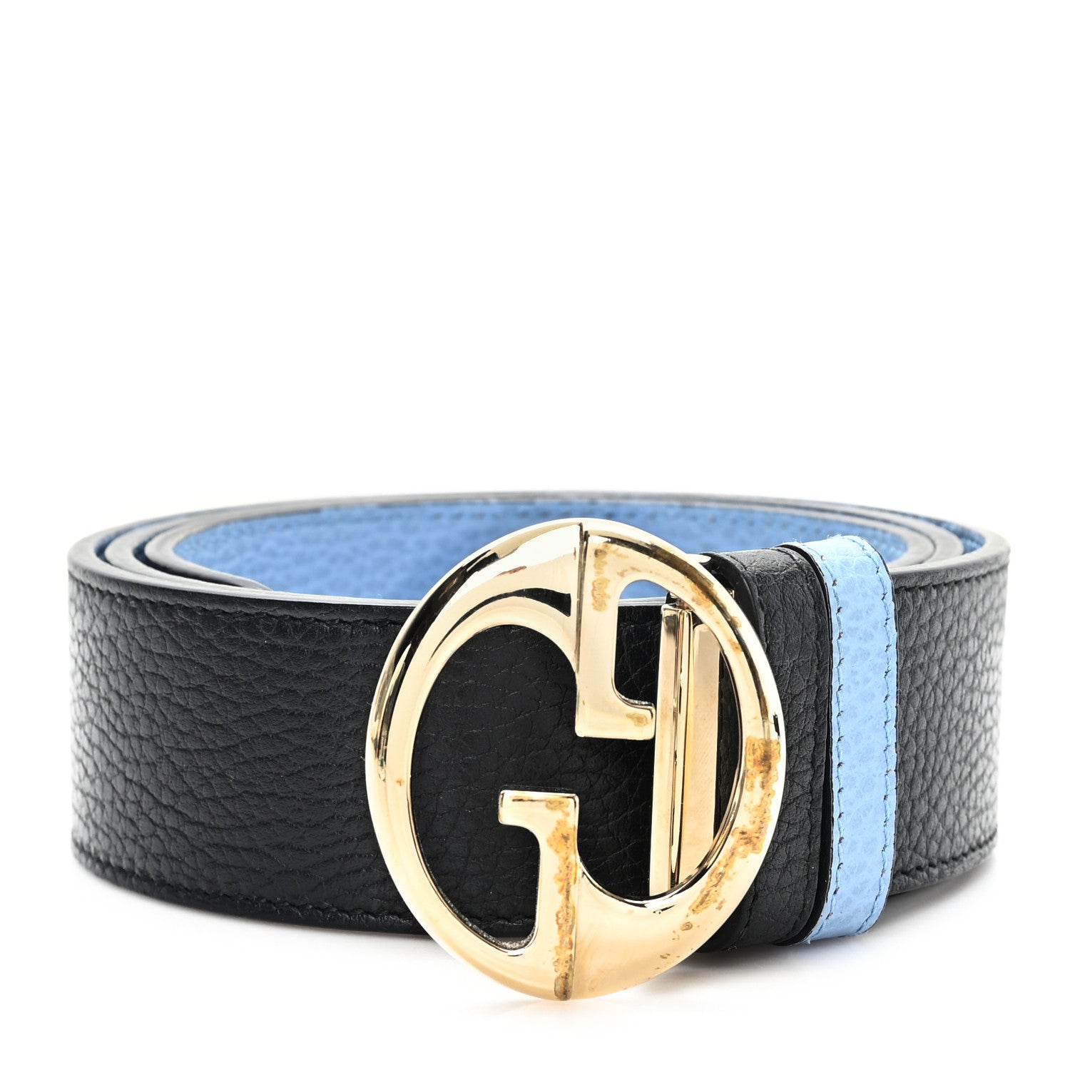 Gucci Dollar Calfskin 1973 Reversible Belt 90 36 Black Mineral Blue 1 of 5