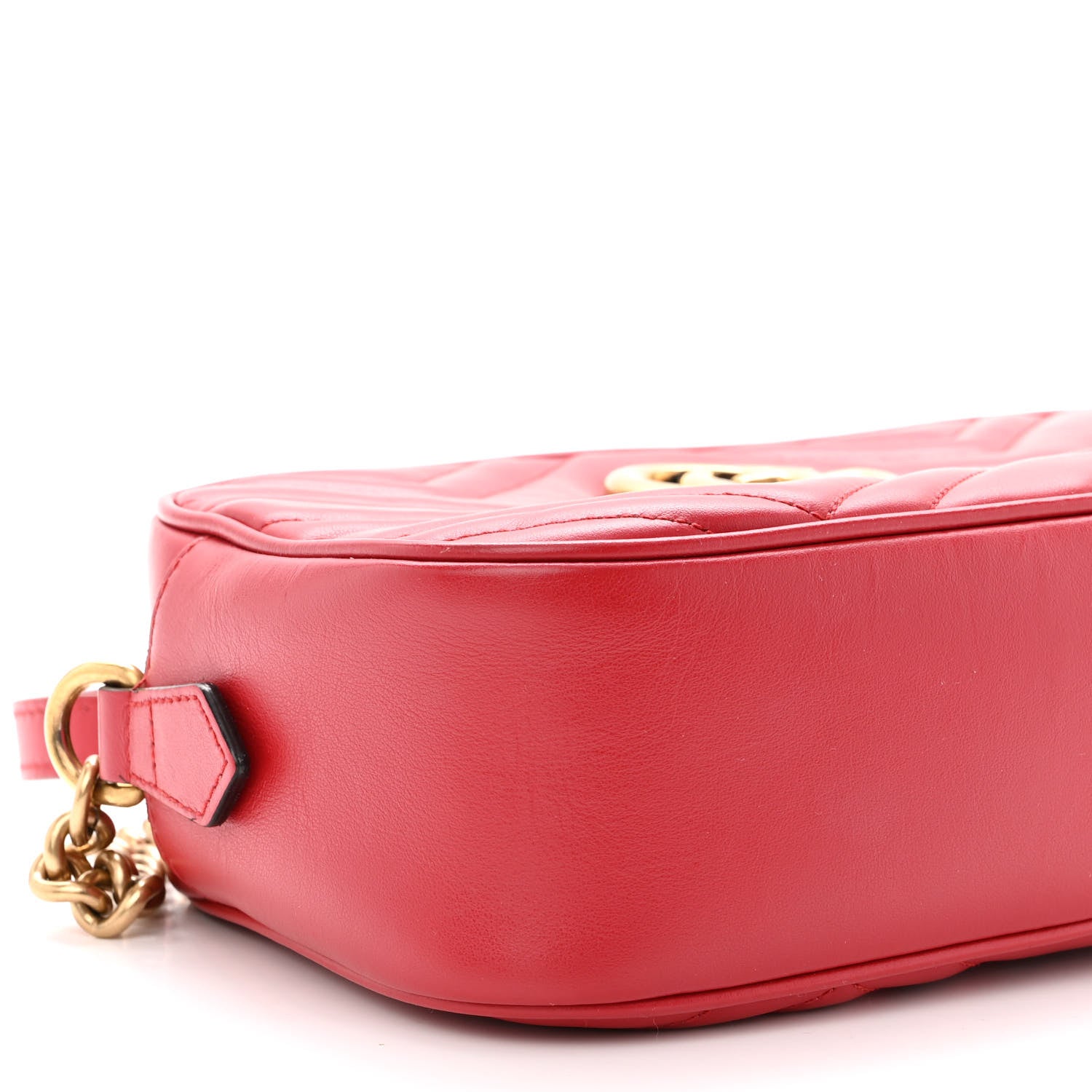 Gucci Calfskin Matelasse Small GG Marmont Chain Shoulder Bag Hibiscus Red 9 of 10