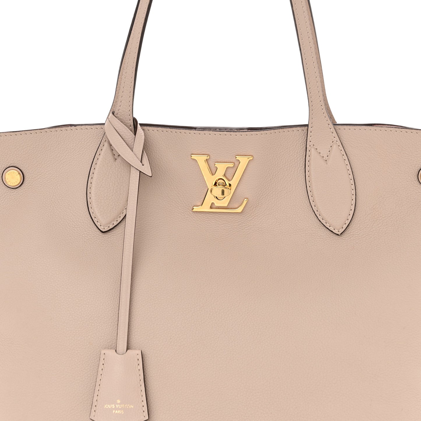 Calfskin Lockme Go Tote Greige