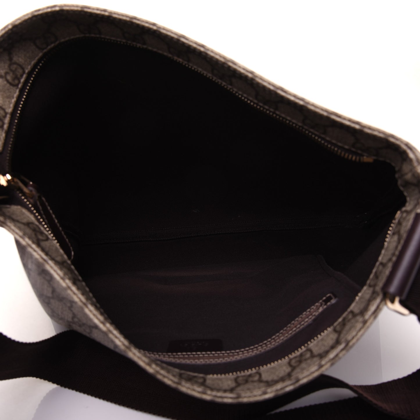 GG Supreme Monogram Medium Flat Messenger Bag Dark Brown