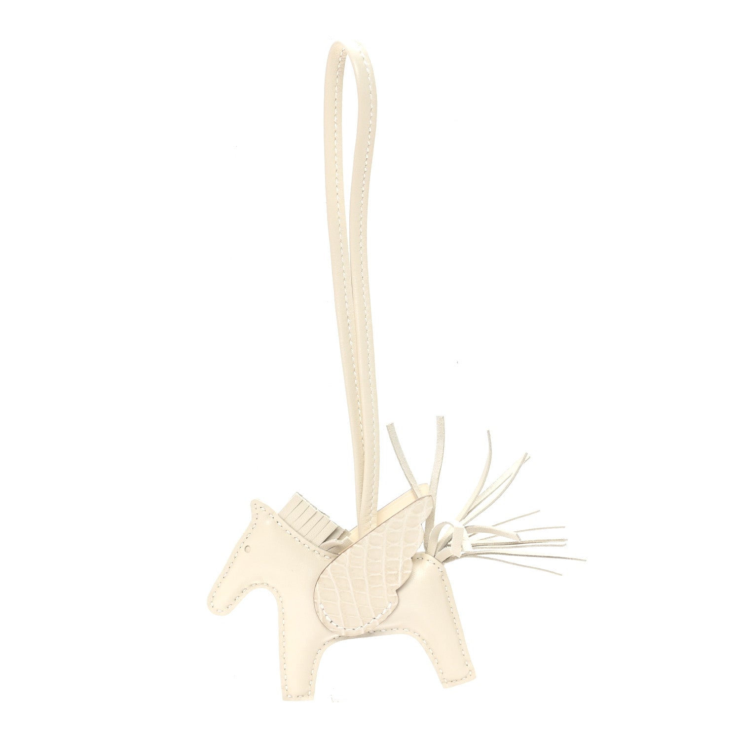 Hermes Milo Lambskin Matte Alligator Touch Grigri Rodeo Pegase Horse Bag Charm PM Craie Nata Beton 1 of 5
