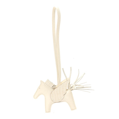 Hermes Milo Lambskin Matte Alligator Touch Grigri Rodeo Pegase Horse Bag Charm PM Craie Nata Beton 1 of 5