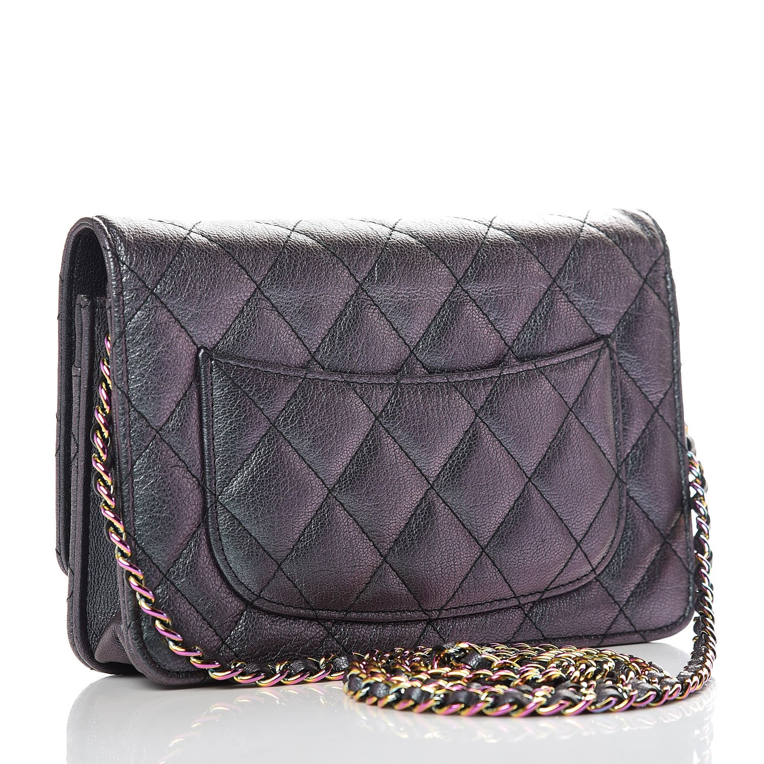 Chanel Iridescent Goatskin Quilted Wallet On Chain WOC Purple 3 of 13
