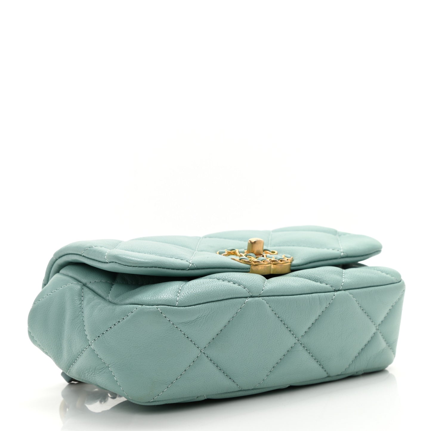 Lambskin Quilted Chanel 19 Waist Bag Light Blue