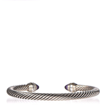 David Yurman Sterling Silver 14K Yellow Gold Amethyst 5mm Cable Classics Bracelet 3 of 5