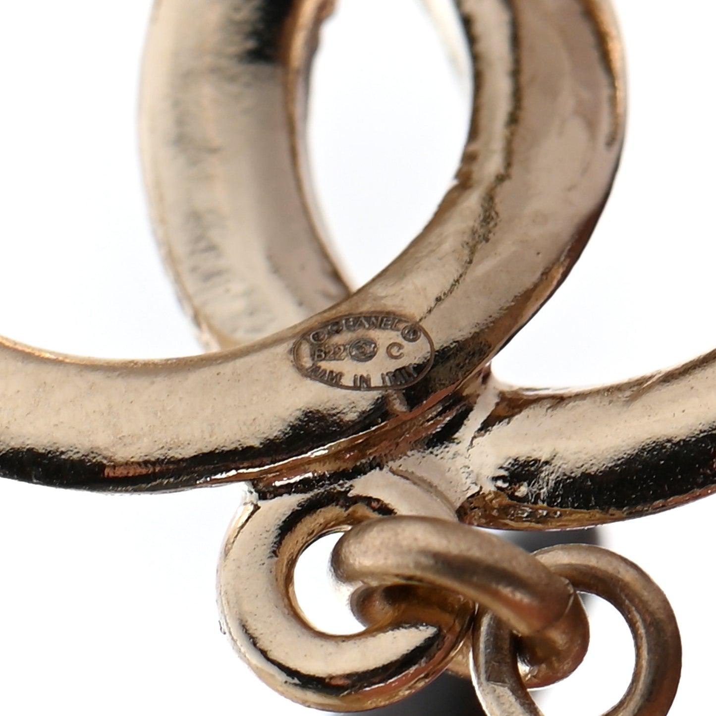 Pearl CC Heart Drop Earrings Gold