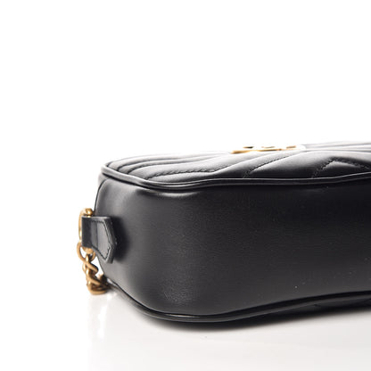 Gucci Calfskin Matelasse Mini GG Marmont Chain Shoulder Bag Black 5 of 9