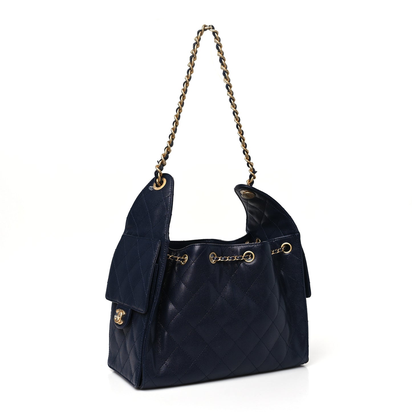 Caviar Quilted Small Chanel 25 Handbag Dark Navy