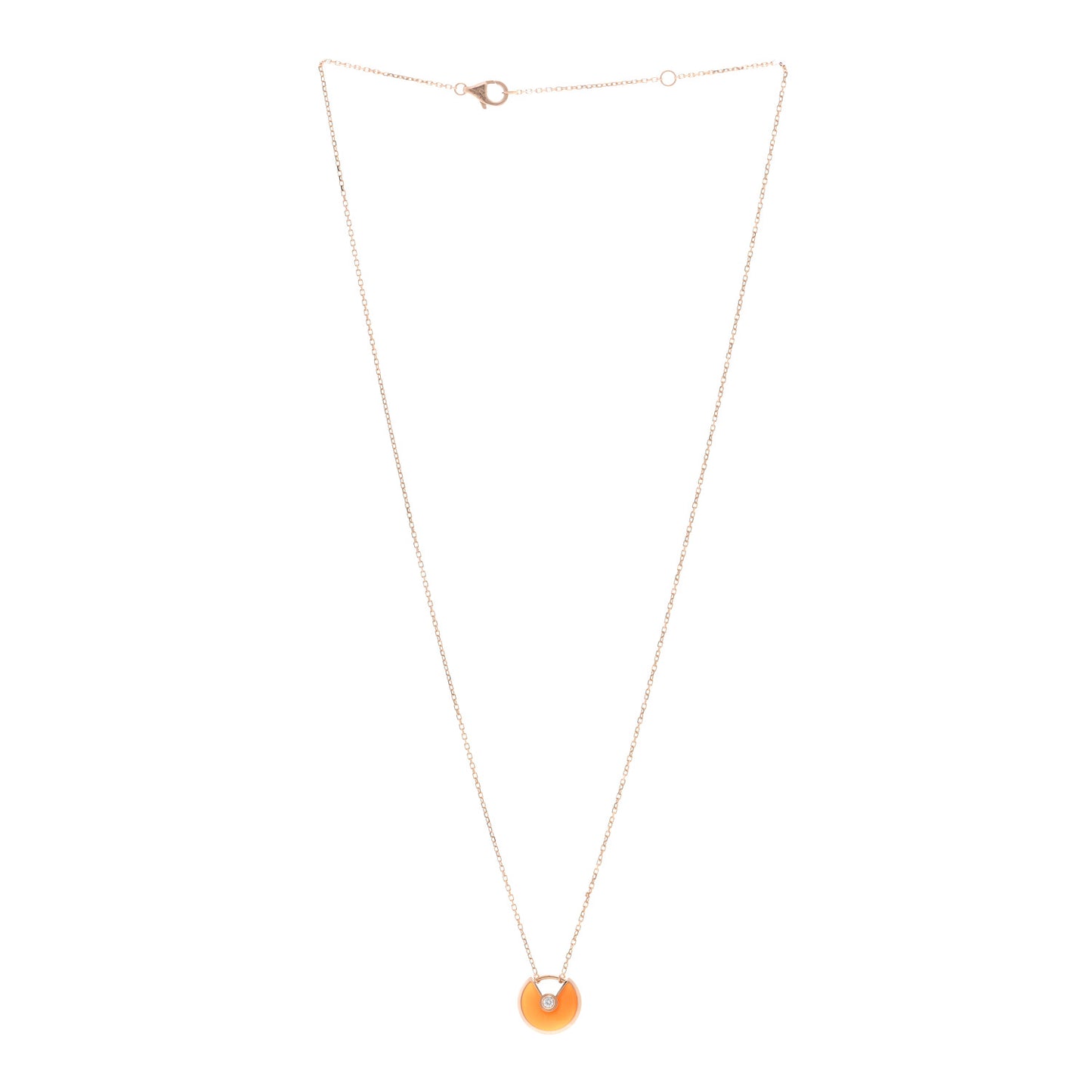 18K Pink Gold Diamond Carnelian XS Amulette de Cartier Pendant Necklace