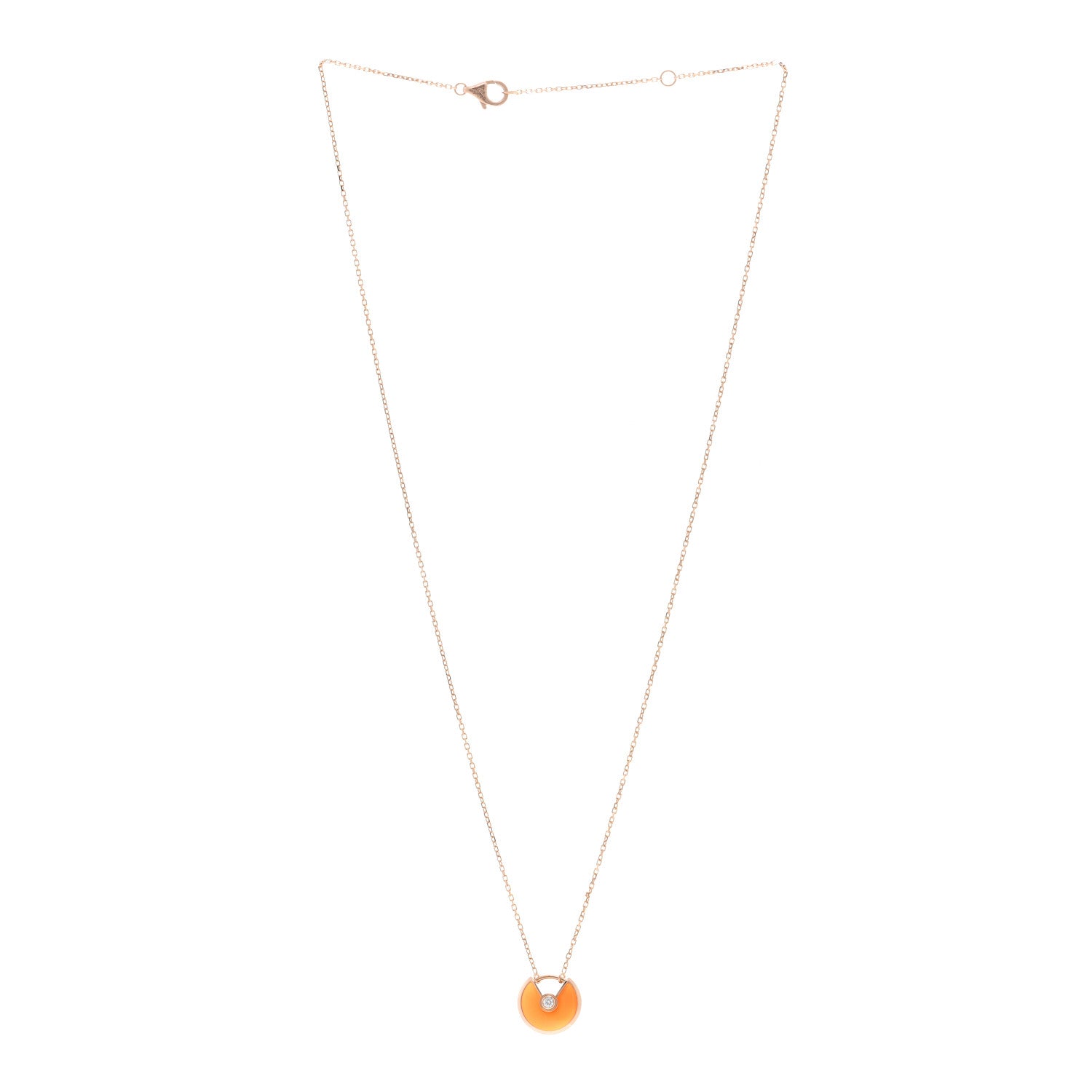Cartier 18K Pink Gold Diamond Carnelian XS Amulette de Cartier Pendant Necklace 3 of 5