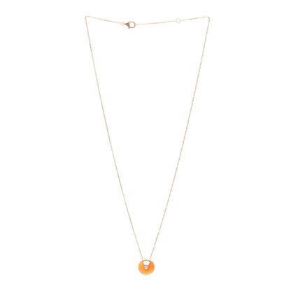 Cartier 18K Pink Gold Diamond Carnelian XS Amulette de Cartier Pendant Necklace 3 of 5