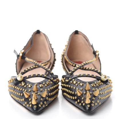 Gucci Malaga Kid Studded Pointed Toe Unia Flats 39 Black 2 of 8