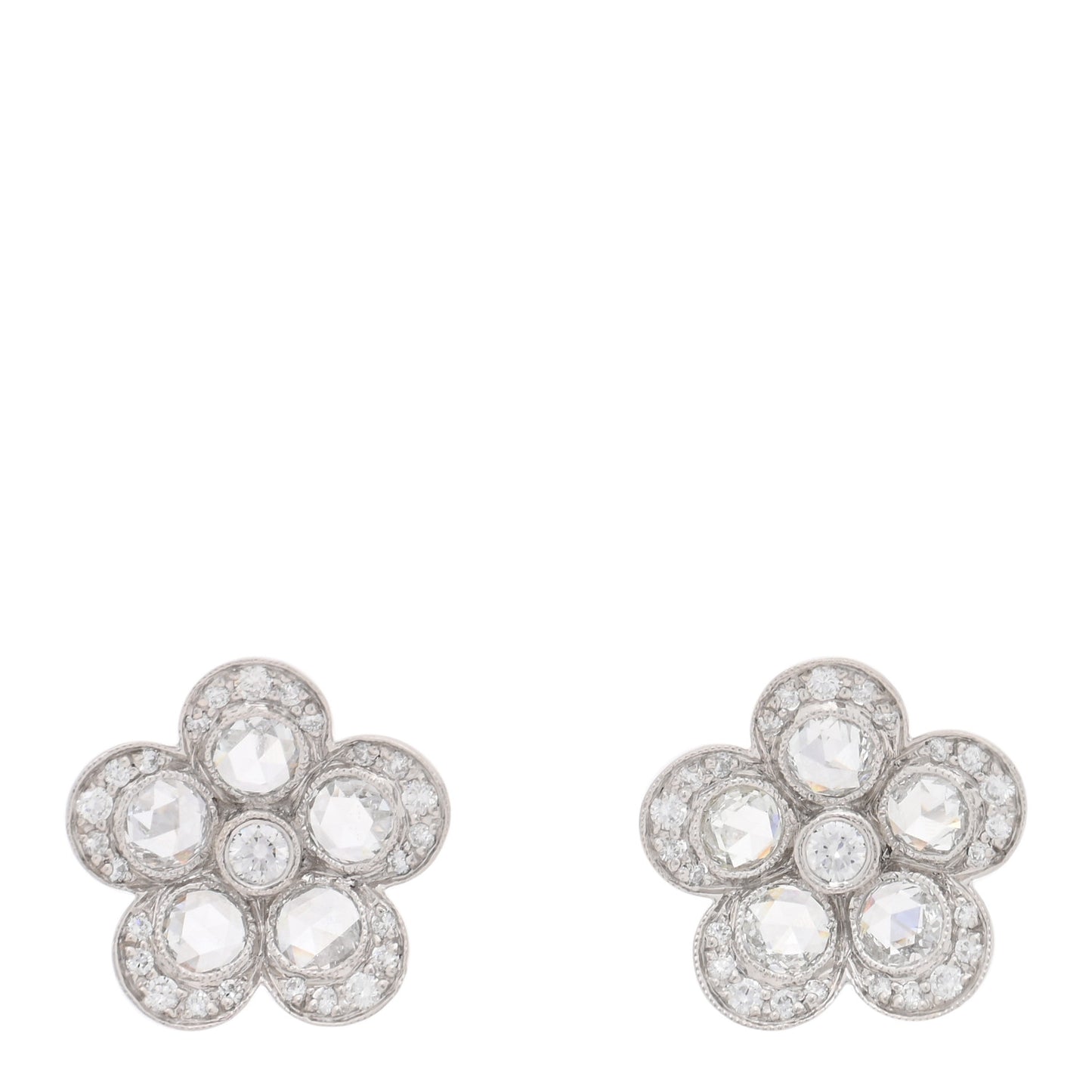 Platinum Diamond Enchant Flower Stud Earrings
