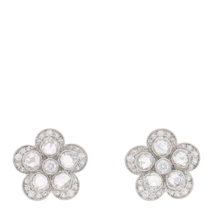 Tiffany Platinum Diamond Enchant Flower Stud Earrings 1 of 4