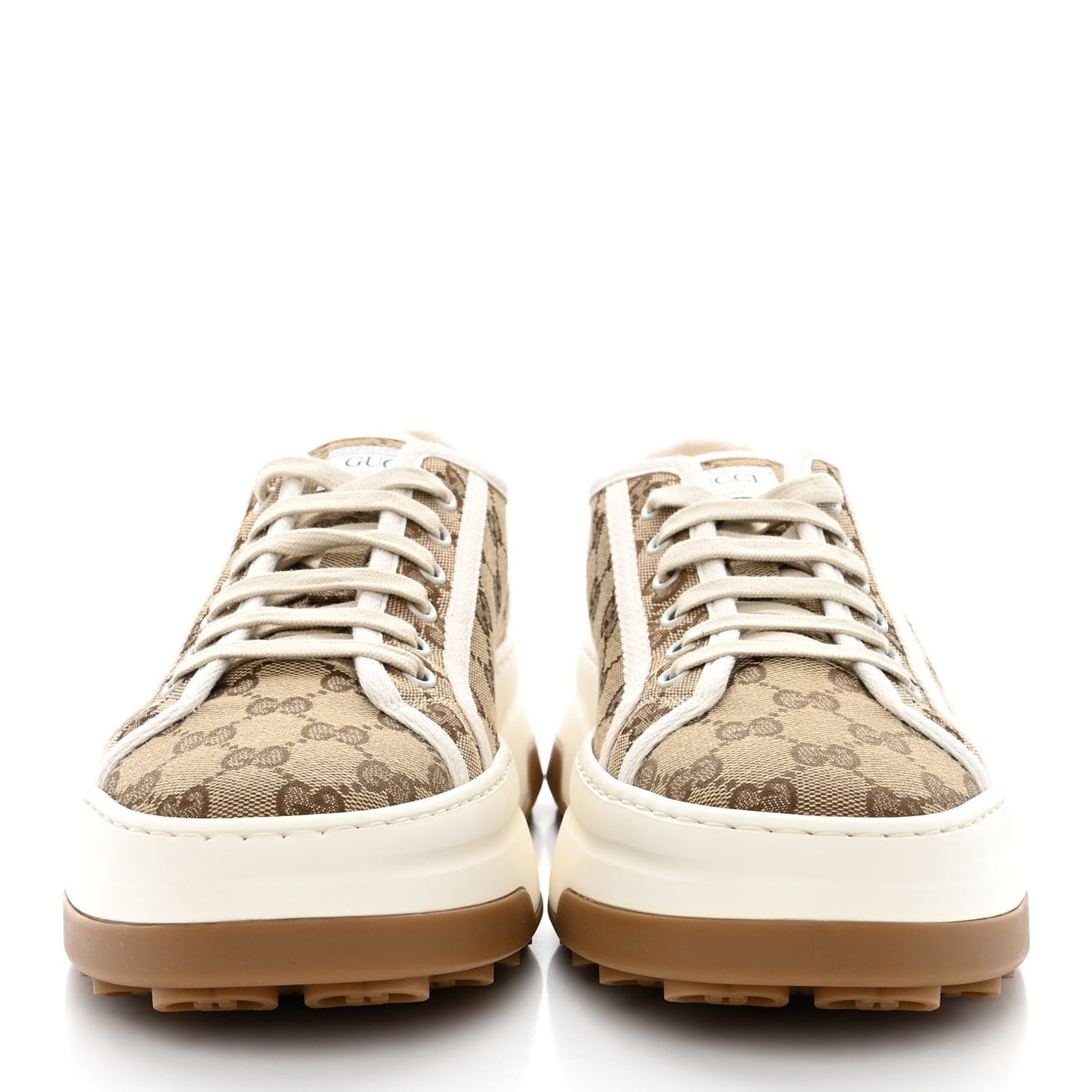 GG Monogram Mens 1977 Tennis Platform 52mm Sneakers 10 Beige Ebony Mystic White