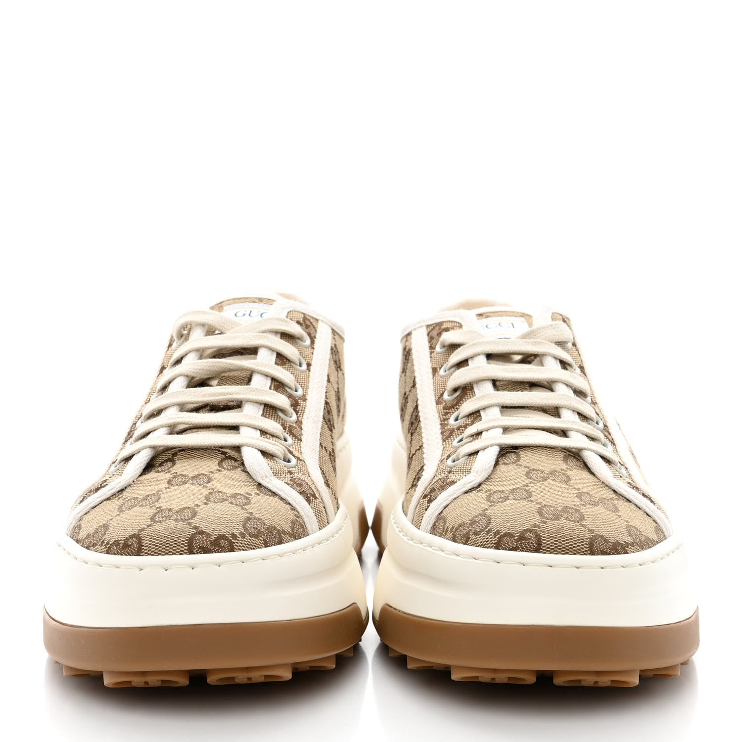 Gucci GG Monogram Mens 1977 Tennis Platform 52mm Sneakers 10 Beige Ebony Mystic White 2 of 9