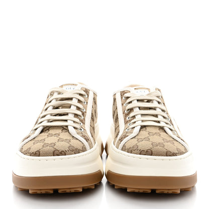 Gucci GG Monogram Mens 1977 Tennis Platform 52mm Sneakers 10 Beige Ebony Mystic White 2 of 9