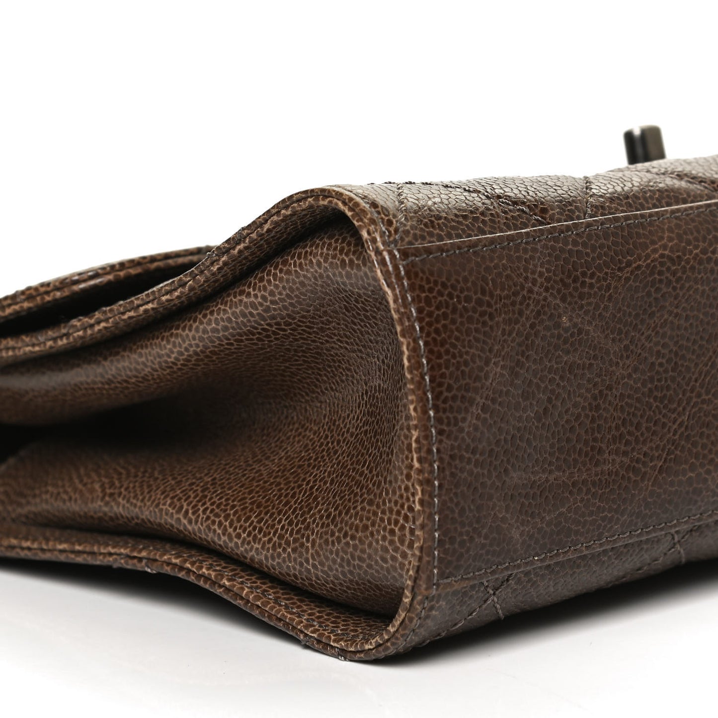 Crumpled Grained Calfskin Medium CC Crave Flap Brown