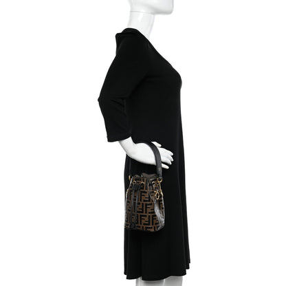 Fendi Vitello Liberty F is Fendi Bi-Color FF 1974 Embossed Mini Mon Tresor Bucket Bag Maya Black 2 of 12