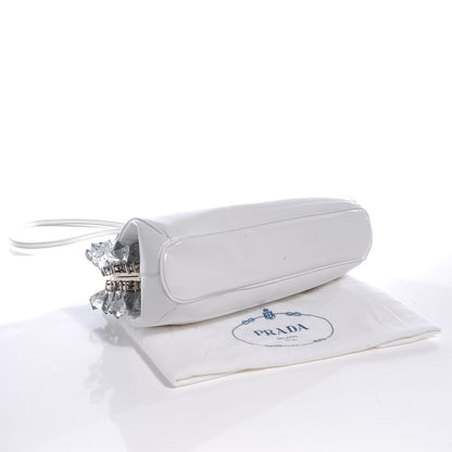 Prada Spazzolato Crystal Encrusted Clutch White 4 of 7