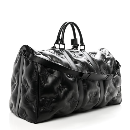 Louis Vuitton Lambskin Monogram Keepall Puffer XL Bandouliere 75 Black 2 of 11