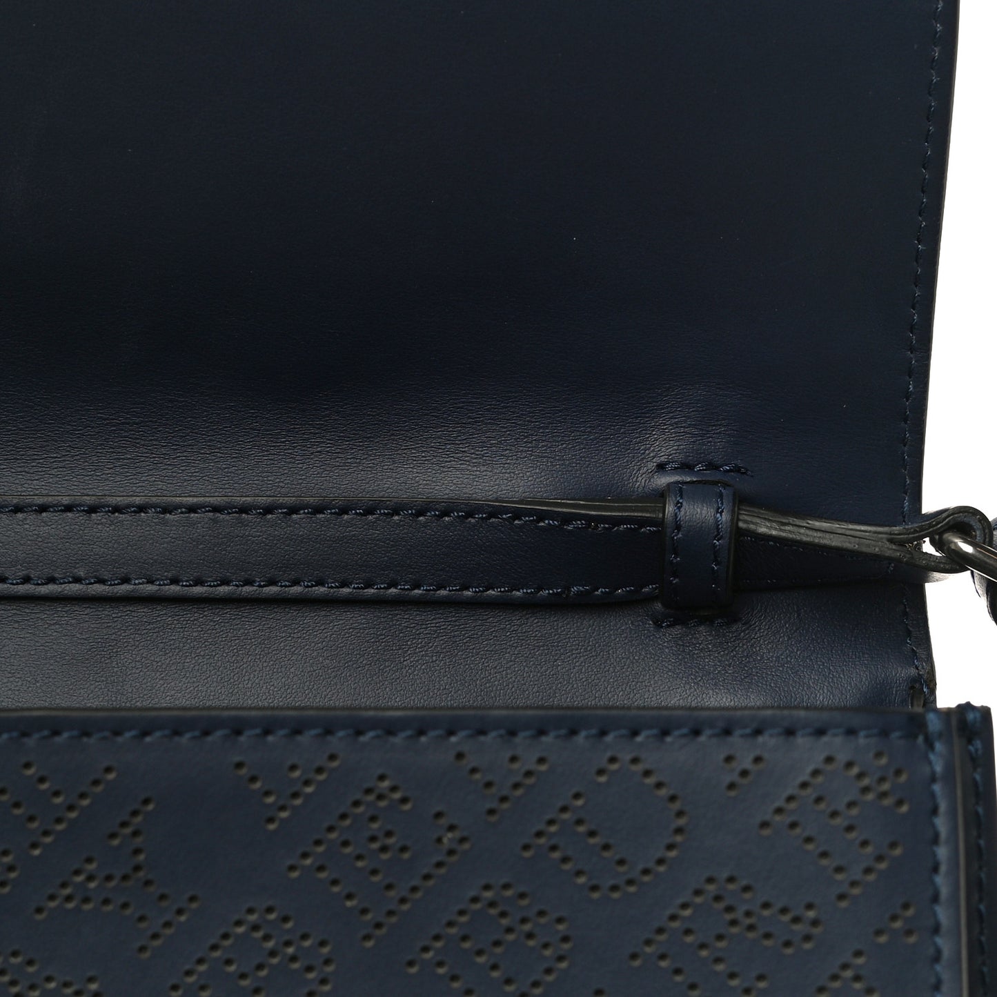 Calfskin Perforated Small Macken Crossbody Bag Regency Blue