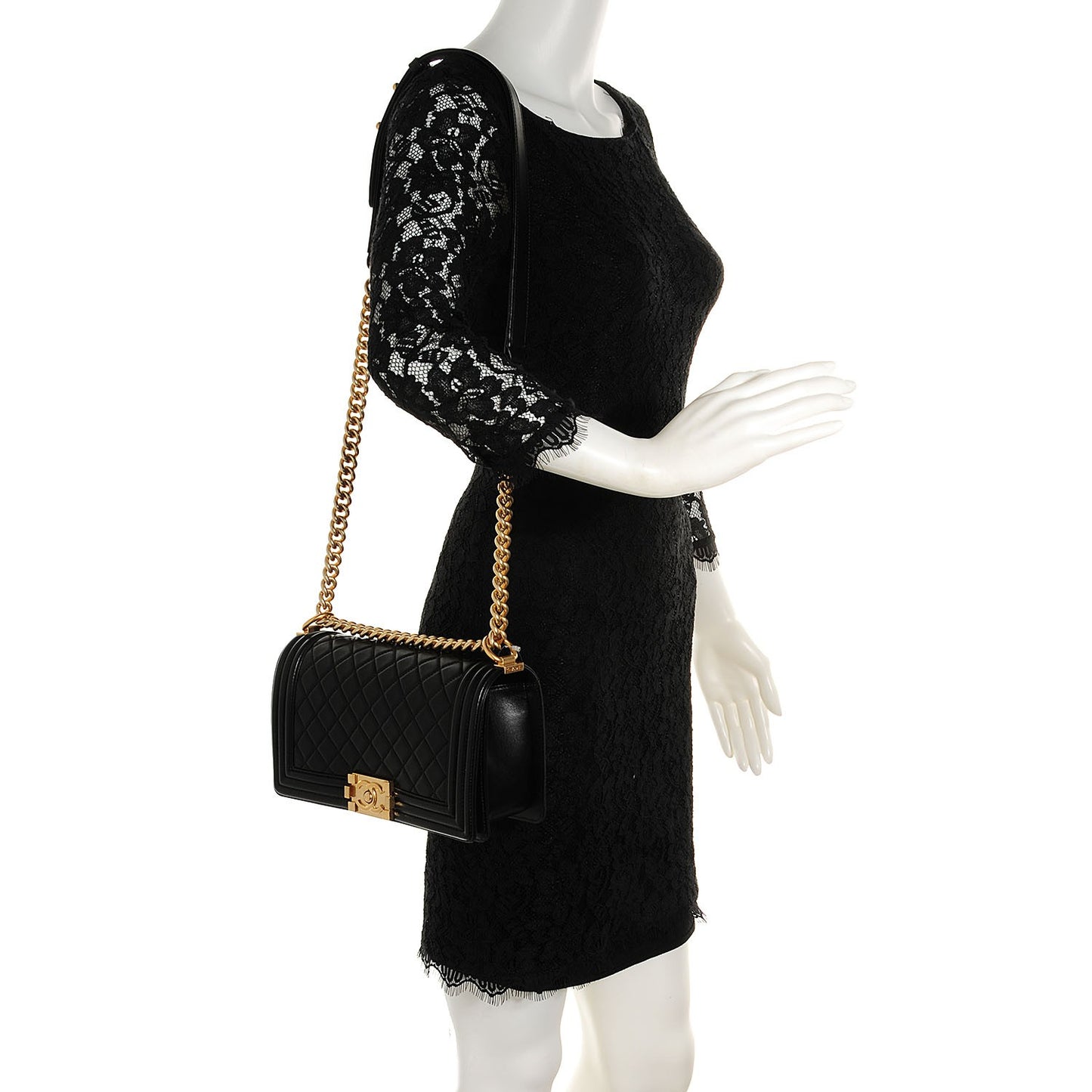 Lambskin Quilted Medium Boy Flap Black