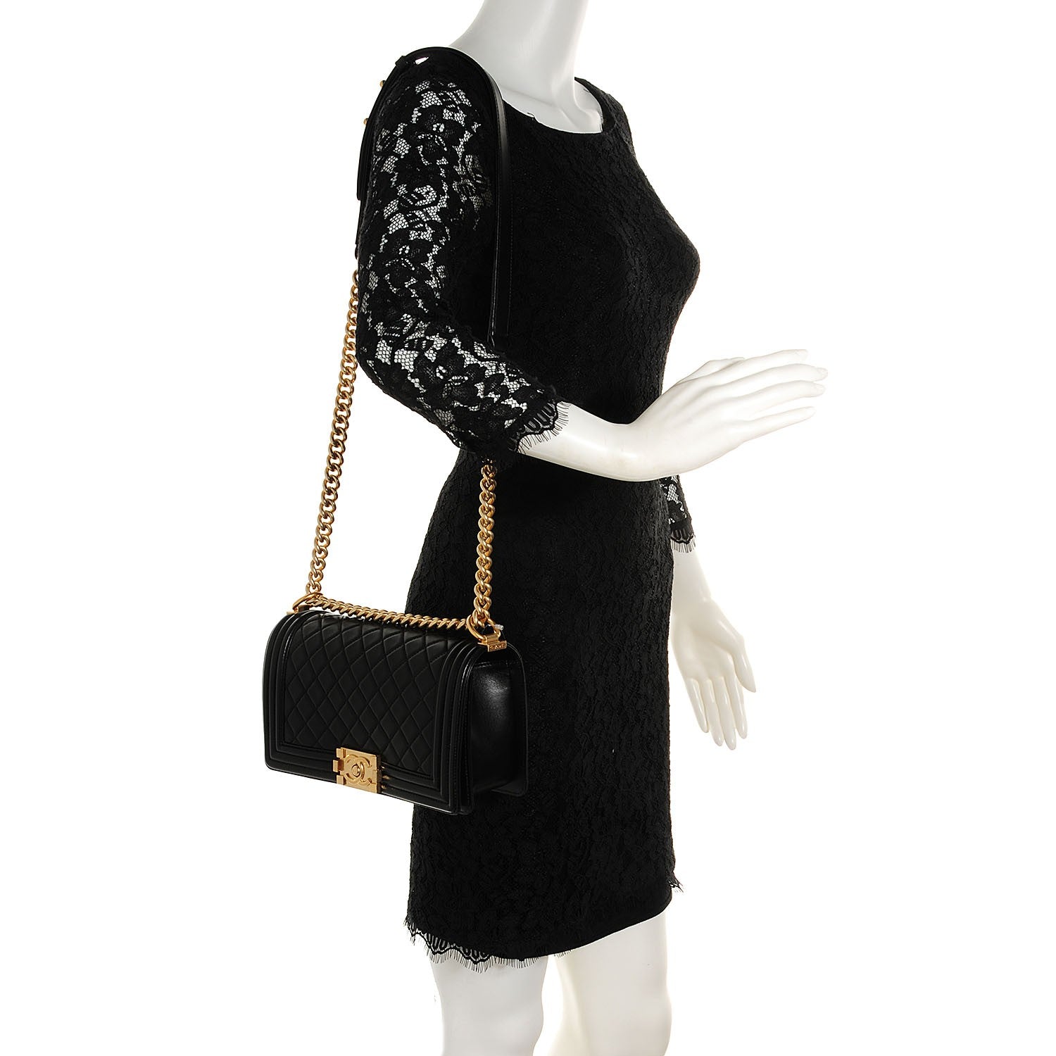 Chanel Lambskin Quilted Medium Boy Flap Black 2 of 9