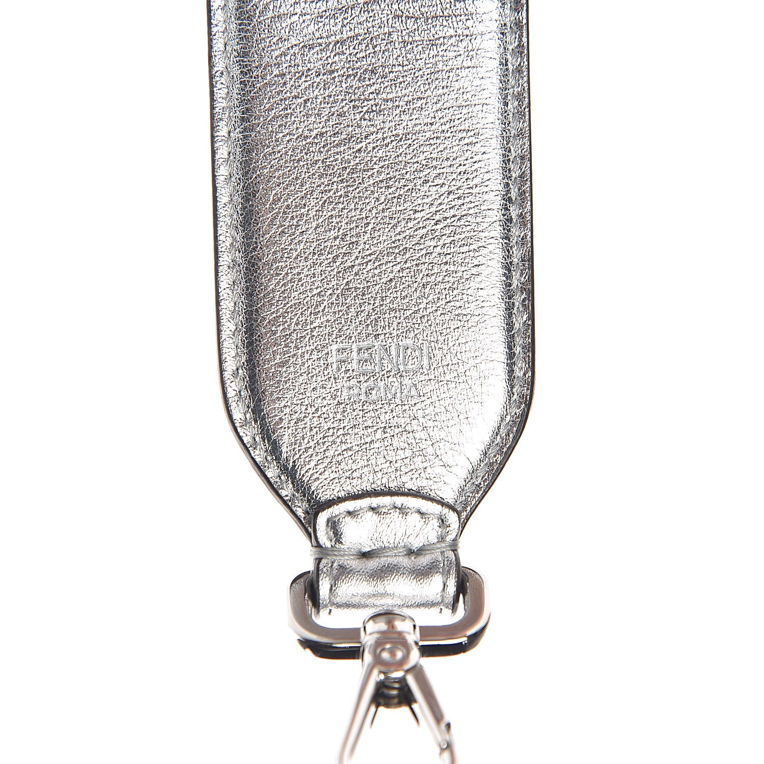 Fendi Vitello Catalan Mirror FF 1974 Embossed Mini Strap You Argento 3 of 5